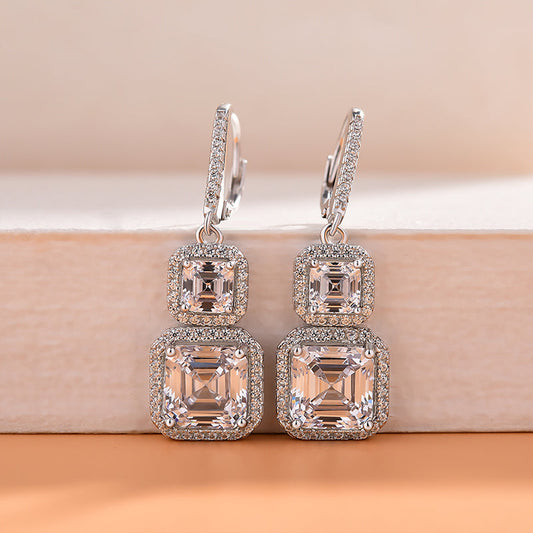 Elegant Asscher & Emerald Cut Simulated Diamond Earrings