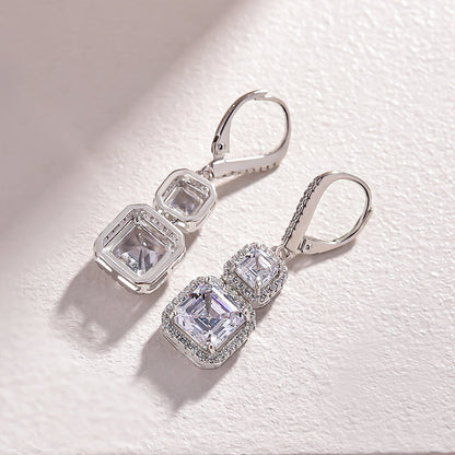 Elegant Asscher & Emerald Cut Simulated Diamond Earrings