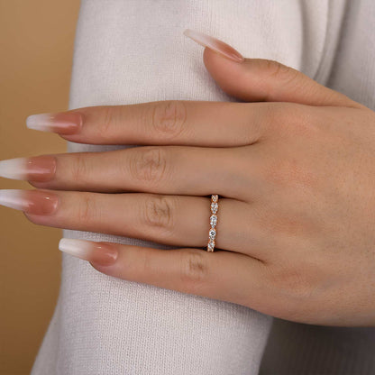 925 Silver Rose & White Gold 1ct Diamond Wedding Band