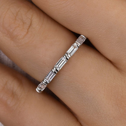 925 Sterling Silver 18K White Gold Plated Rhodium 2CT Emerald Cut Simulated Diamond Ring