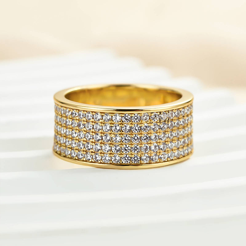 Gold Plated Silver Wedding Band with 2.0ct Simulated Diamonds