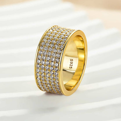 Gold Plated Silver Wedding Band with 2.0ct Simulated Diamonds