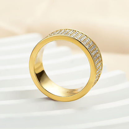 Gold Plated Silver Wedding Band with 2.0ct Simulated Diamonds
