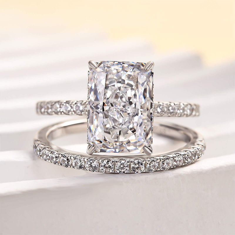 3.5Ct Radiant Cut Wedding Set 925 Silver Three Gold Options
