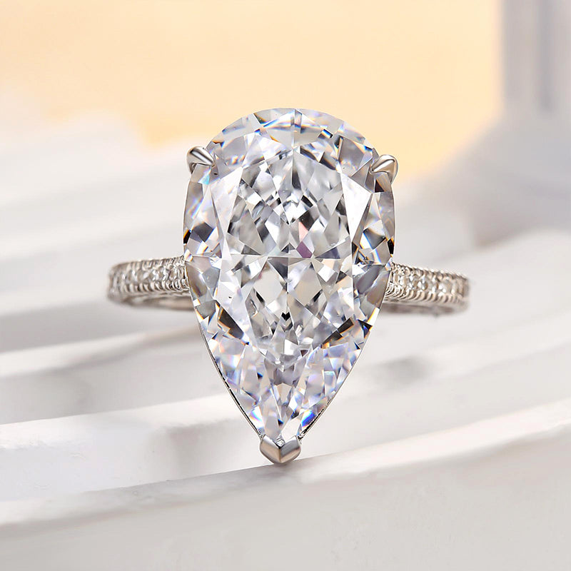8 Carat Pear Cut Diamond Solitaire Ring