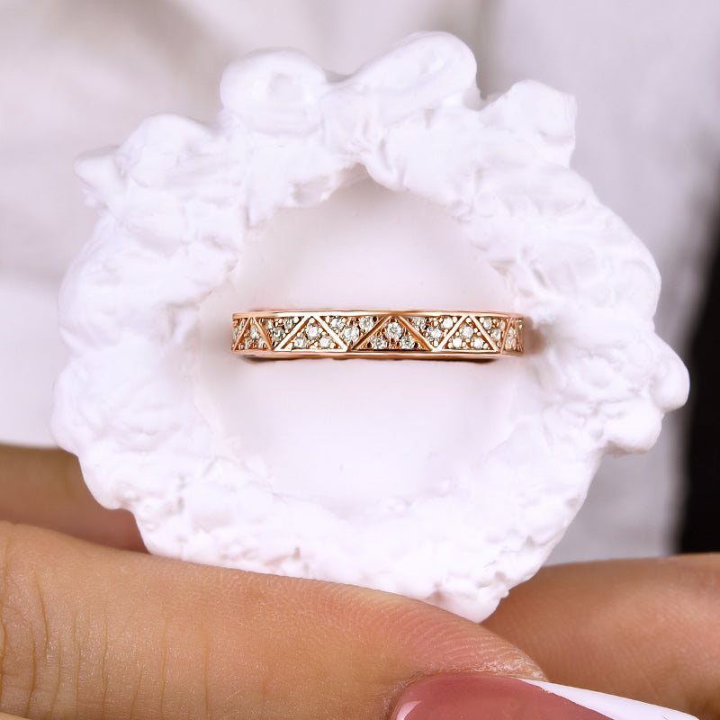 925 Silver Rose Gold Plated 1ct Sona Diamond Band