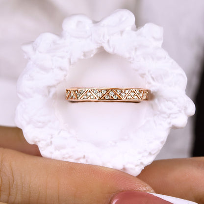 925 Silver Rose Gold Plated 1ct Sona Diamond Band