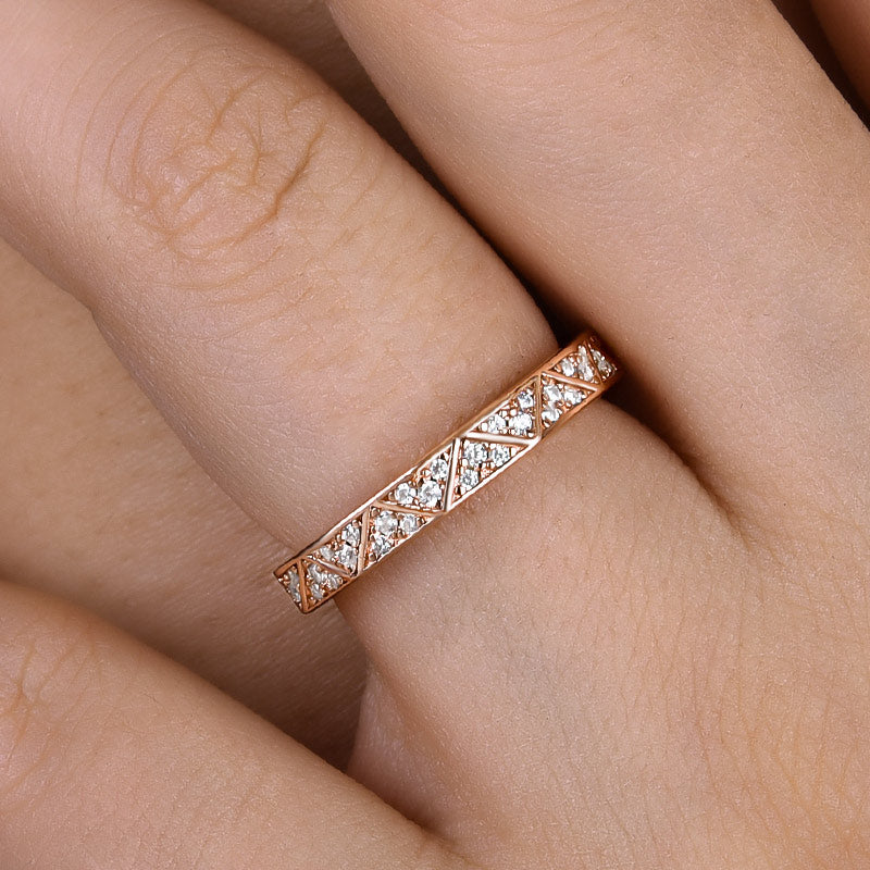 925 Silver Rose Gold Plated 1ct Sona Diamond Band