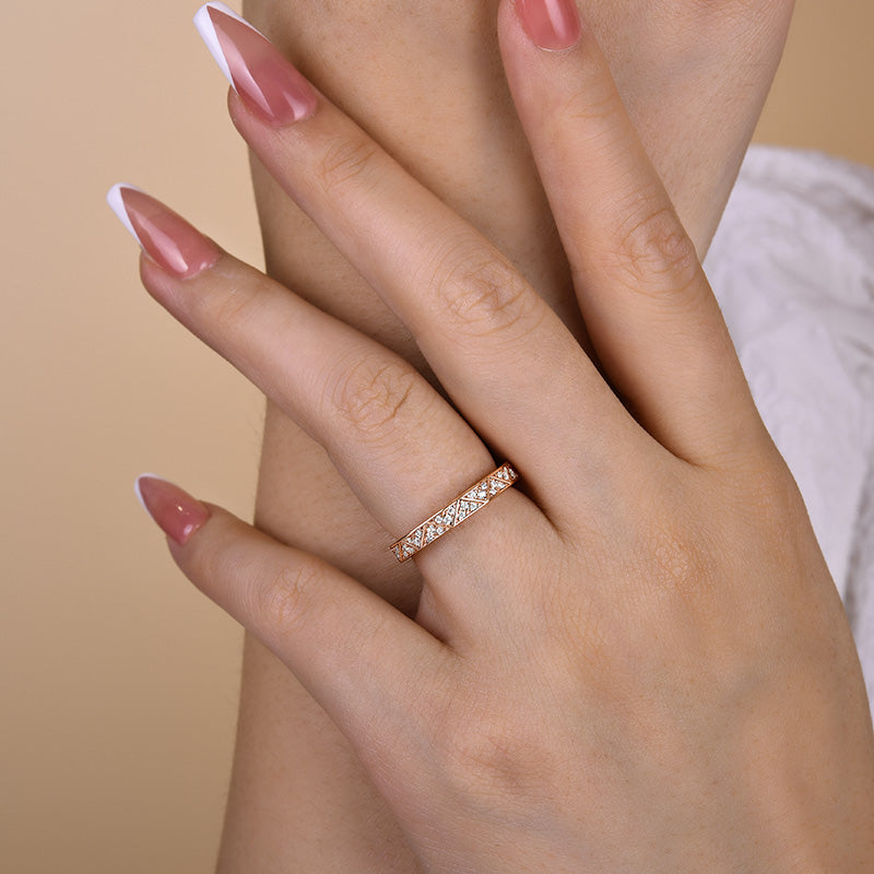 925 Silver Rose Gold Plated 1ct Sona Diamond Band