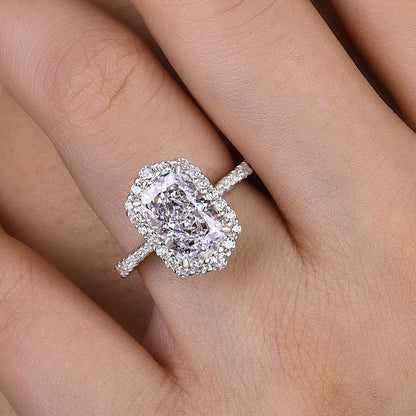 3.5 Carat Radiant Cut Halo Diamond Ring