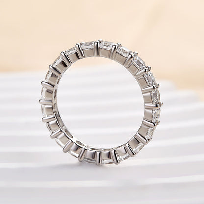 2.5CT Cushion Cut Simulated Diamond Band – Sterling Silver