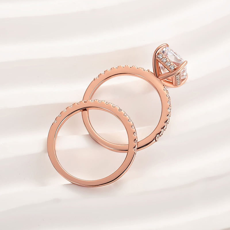 3.5Ct Radiant Cut Wedding Set 925 Silver Three Gold Options