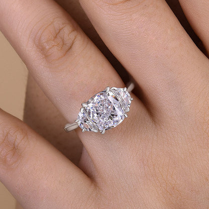 3 Carat Cushion Cut Half Moon Diamond Ring