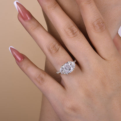 3 Carat Cushion Cut Half Moon Diamond Ring