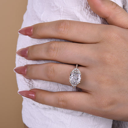 3 Carat Cushion Cut Half Moon Diamond Ring