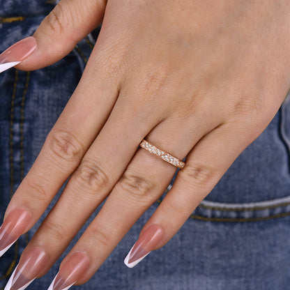 925 Silver Rose Gold Plated 1ct Sona Diamond Band