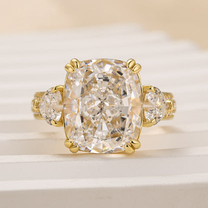 7Ct Cushion Cut Engagement Ring 925 Silver Three Gold Options