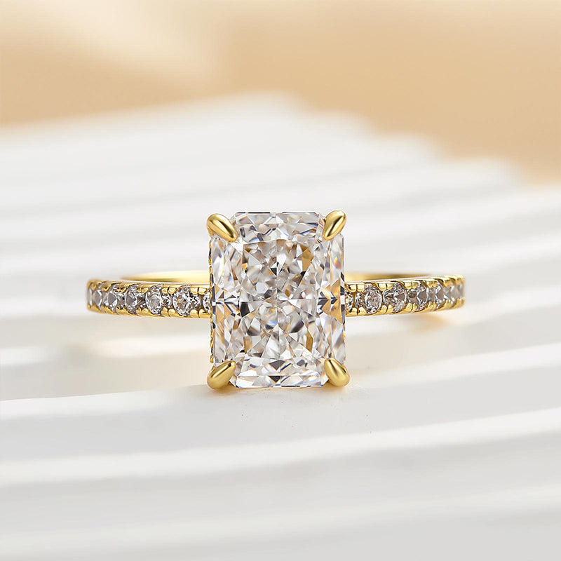 2.0 Carat Radiant Sona Diamond Rose Gold-Plated Sterling Silver Engagement Ring