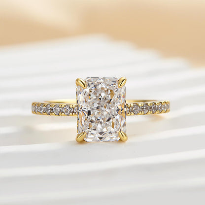 2.0 Carat Radiant Sona Diamond Rose Gold-Plated Sterling Silver Engagement Ring