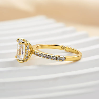 2.0 Carat Radiant Sona Diamond Rose Gold-Plated Sterling Silver Engagement Ring