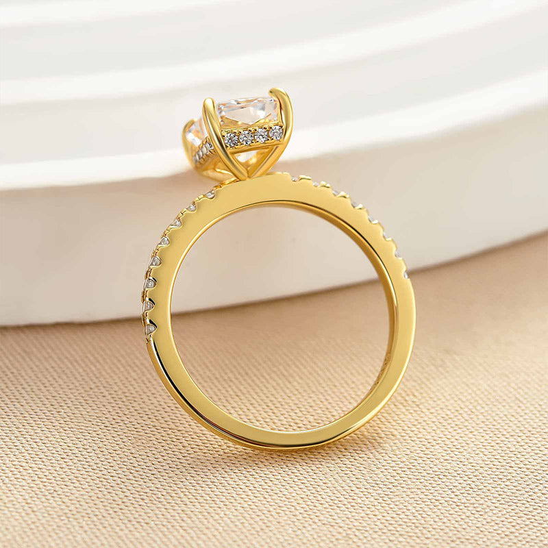 2.0 Carat Radiant Sona Diamond Rose Gold-Plated Sterling Silver Engagement Ring