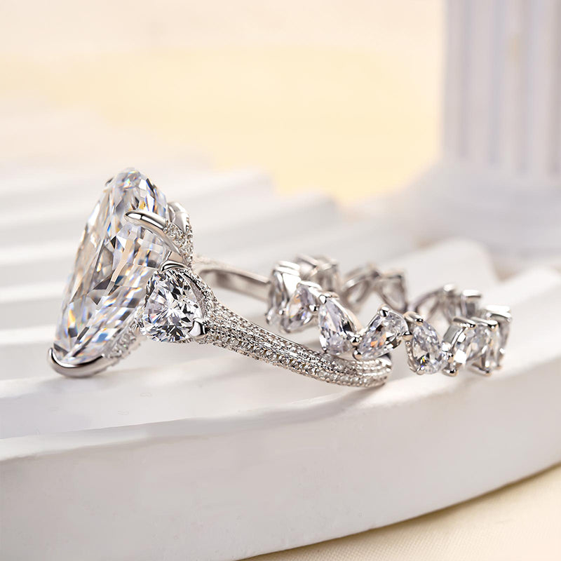 8.0Ct Pear Cut Diamond Wedding Set - 925 Silver White Gold Plated