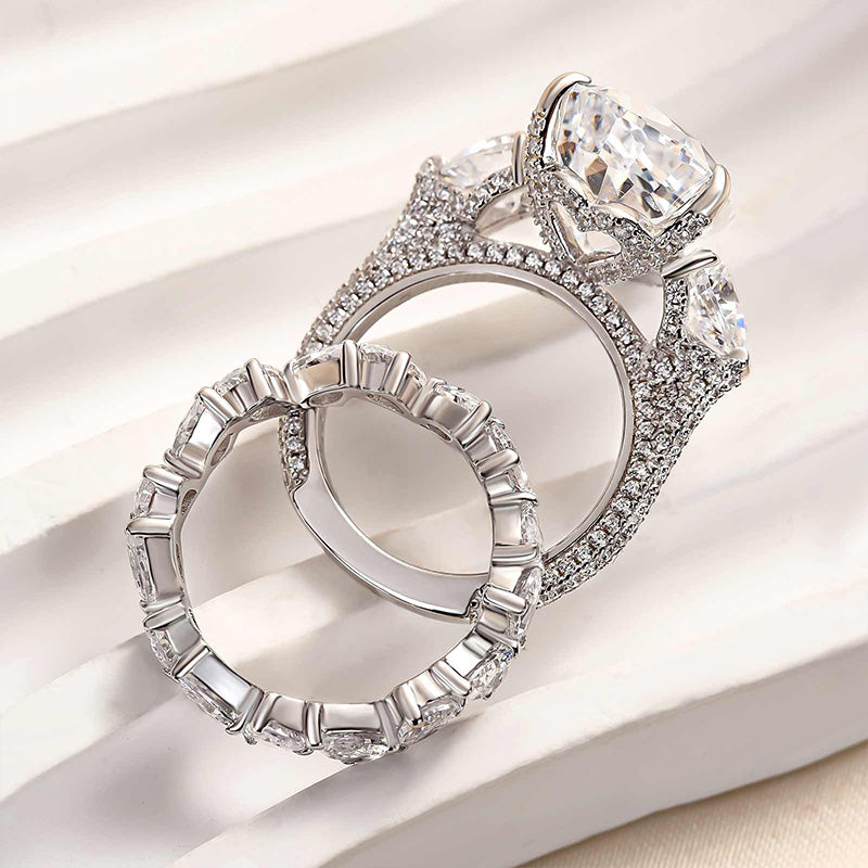 8.0Ct Pear Cut Diamond Wedding Set - 925 Silver White Gold Plated