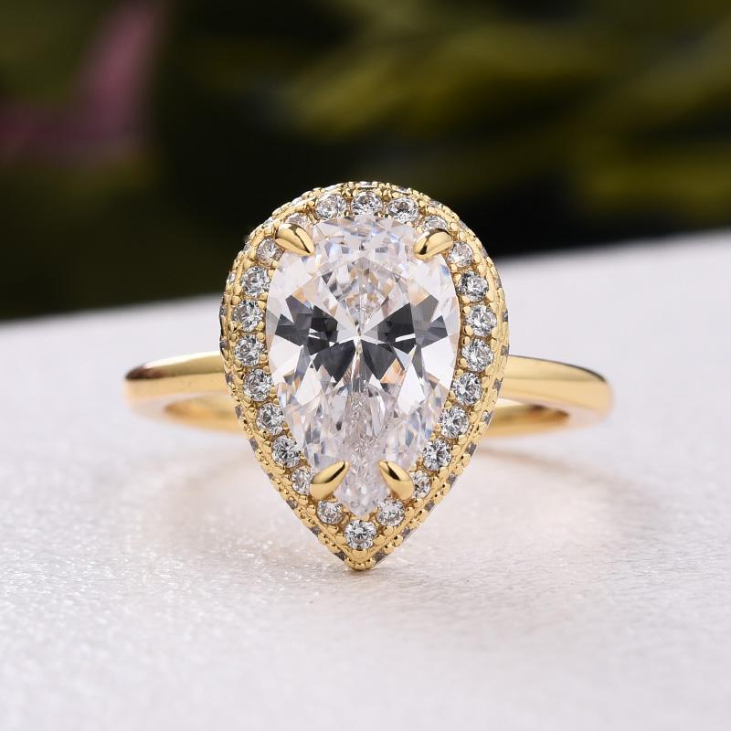 2.5Ct Pear Cut White Sapphire Ring 925 Silver