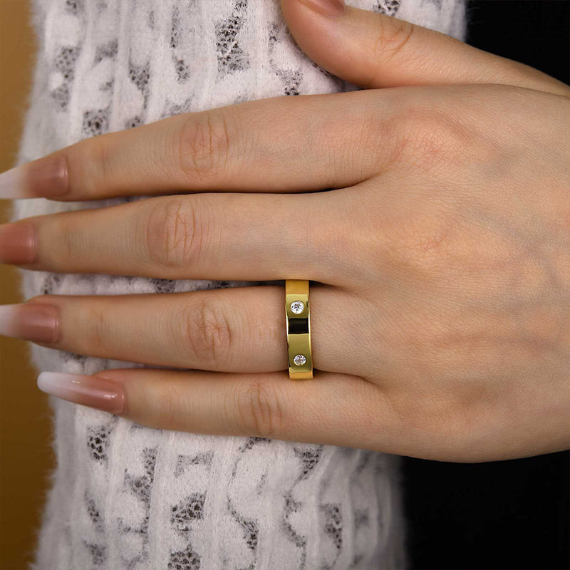 1.3Ct Sona Diamond Band Ring - Yellow/White Gold Plated 925 Silver