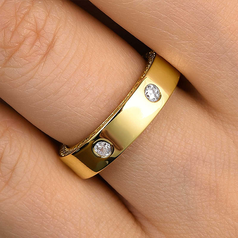 1.3Ct Sona Diamond Band Ring - Yellow/White Gold Plated 925 Silver