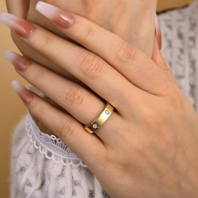 1.3Ct Sona Diamond Band Ring - Yellow/White Gold Plated 925 Silver
