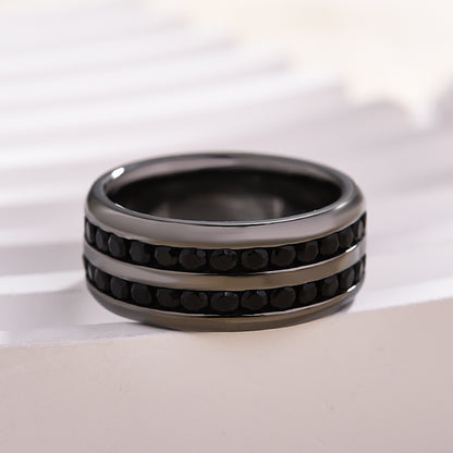 925 Silver Three-Tone 1ct Sona Diamond Men's Wedding Band