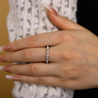 925 Silver Two-Tone 1ct Marquise Diamond Band
