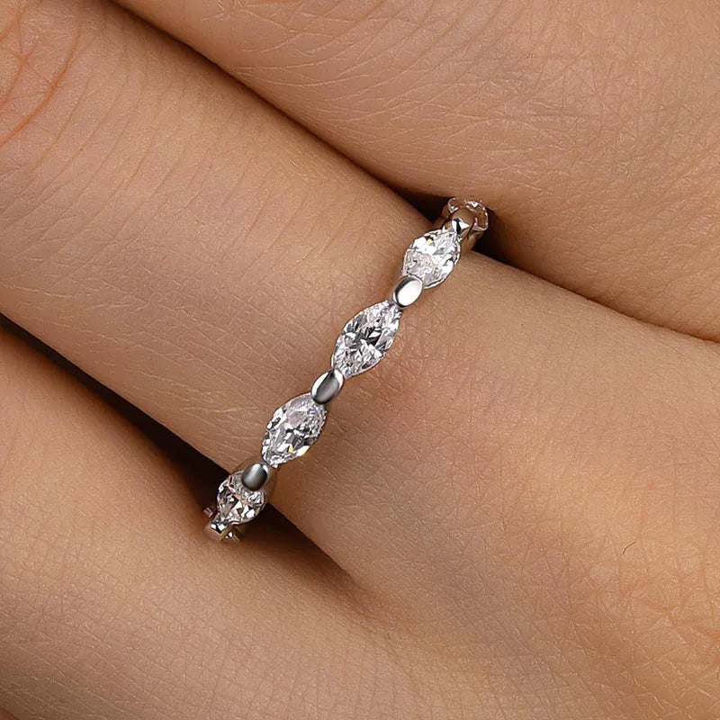 925 Silver Two-Tone 1ct Marquise Diamond Band