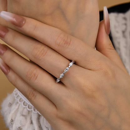925 Silver Two-Tone 1ct Marquise Diamond Band