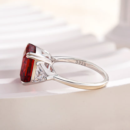 5 Carat Radiant Cut Ruby Three Stone Engagement Ring