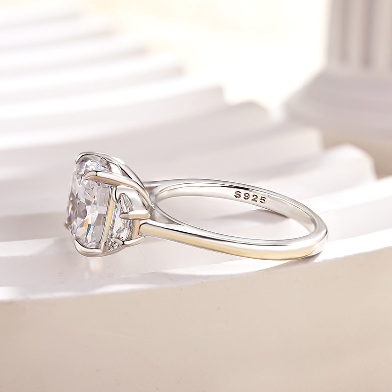 3 Carat Cushion Cut Half Moon Diamond Ring