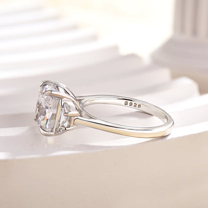 3 Carat Cushion Cut Half Moon Diamond Ring