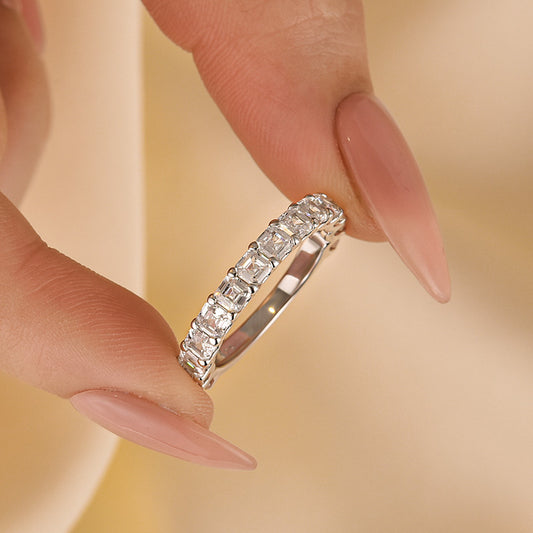 925 Silver Two-Tone 1.4ct Asscher Cut Diamond Band