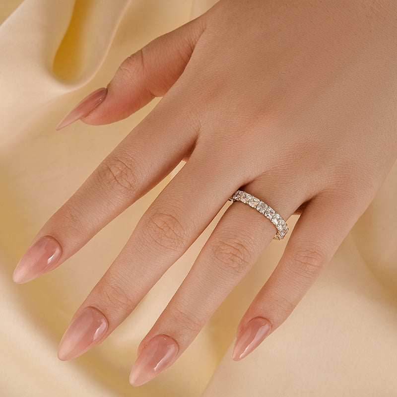 925 Silver Two-Tone 1.4ct Asscher Cut Diamond Band