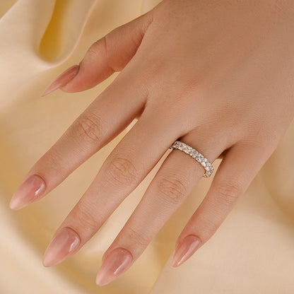 925 Silver Two-Tone 1.4ct Asscher Cut Diamond Band