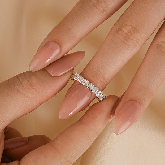 925 Silver Two-Tone 1.4ct Asscher Cut Diamond Band