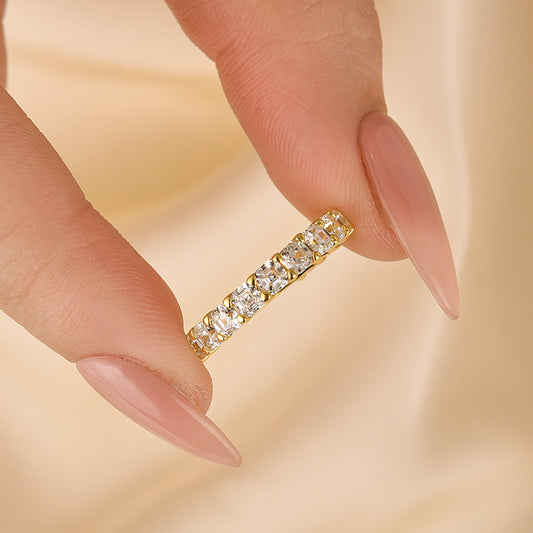 925 Silver Two-Tone 1.4ct Asscher Cut Diamond Band
