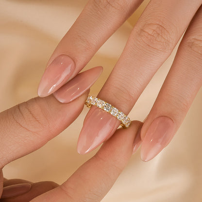 925 Silver Two-Tone 1.4ct Asscher Cut Diamond Band