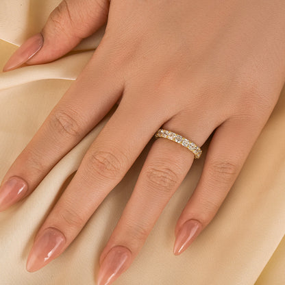 925 Silver Two-Tone 1.4ct Asscher Cut Diamond Band