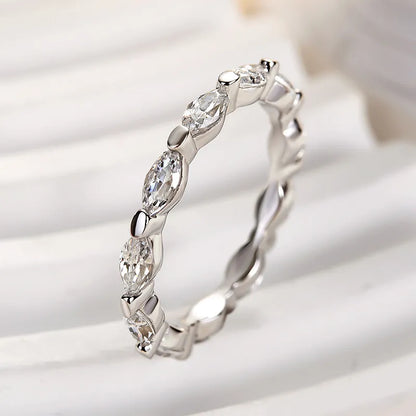 925 Silver Two-Tone 1ct Marquise Diamond Band