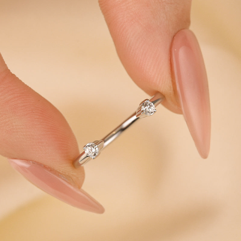 0.1Ct Simulated Diamond Band - Yellow/White Gold Plated 925 Silver