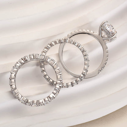 3.5Ct Oval Sona Diamond 3PC Bridal Set 18K White Gold