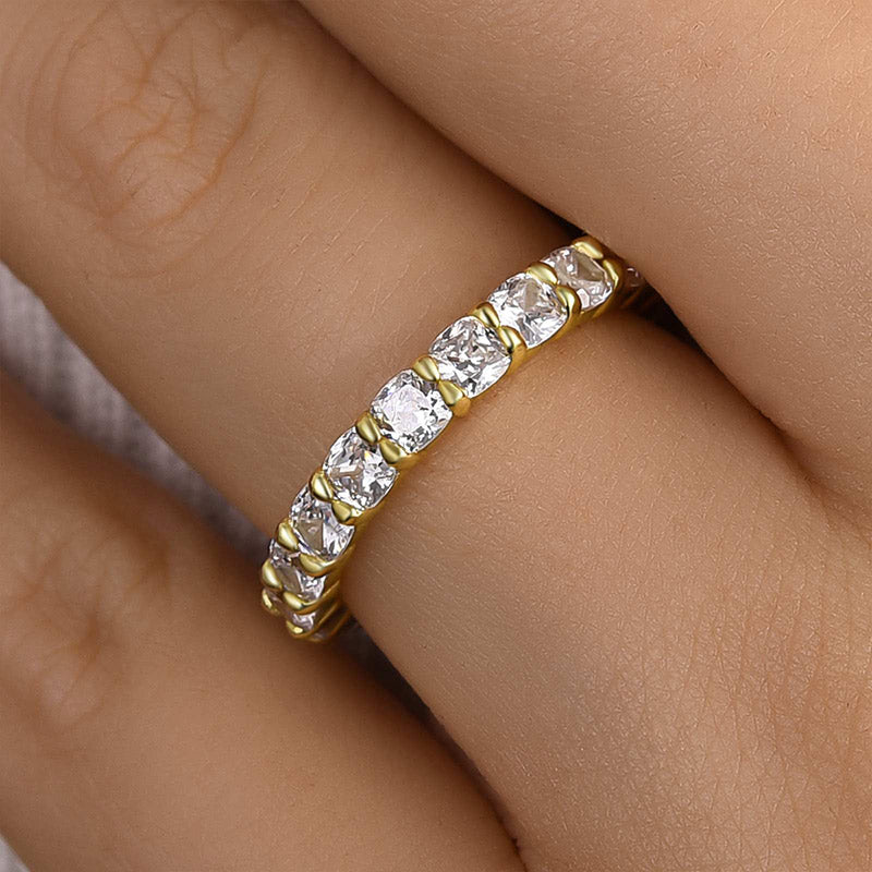 2.5CT Cushion Cut Simulated Diamond Band – Sterling Silver