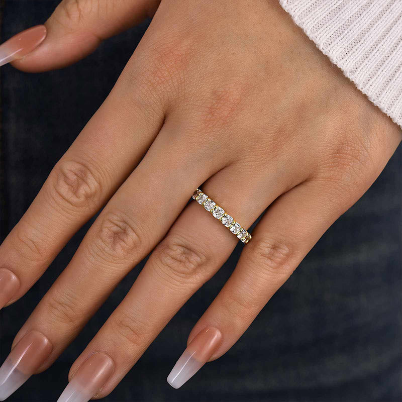 2.5CT Cushion Cut Simulated Diamond Band – Sterling Silver